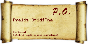 Preidt Oriána névjegykártya